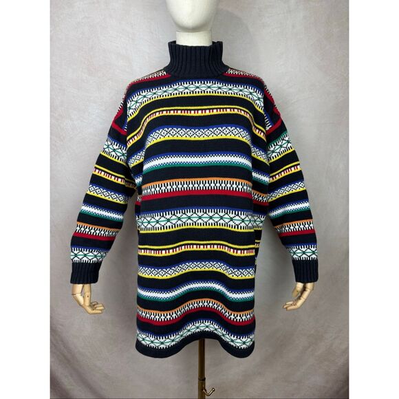 Vintage Striped Sweater 100% Cotton Size Medium 1980s - Picture 1 of 6